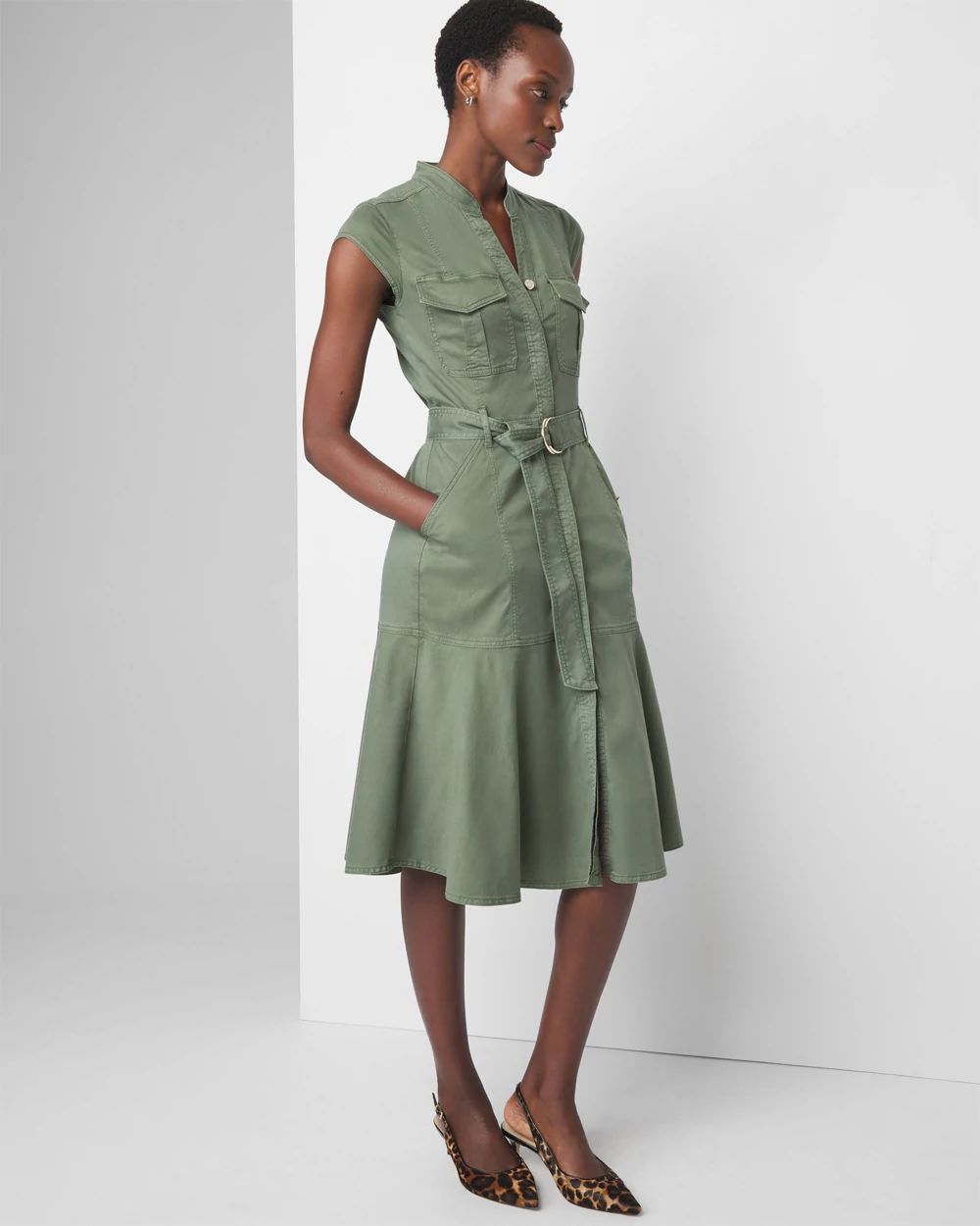 Cap Sleeve Utility Shirt Dress White House Black Market